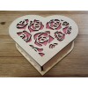 Lesena škatlica srček - Rose 160x140x65 mm