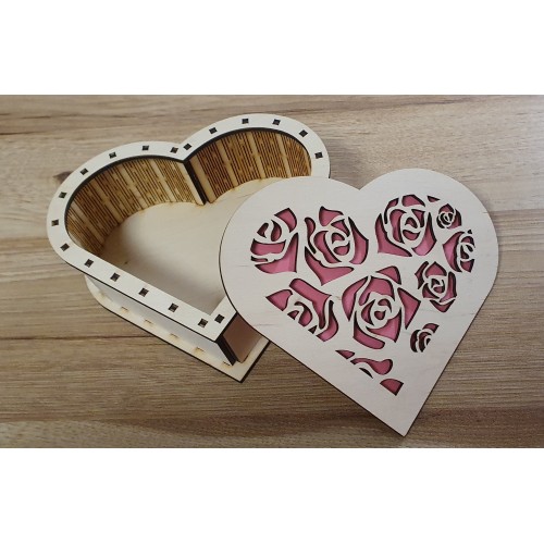 Lesena škatlica srček - Rose 160x140x65 mm Lesena škatlica srček - Rose 160x140x65 mm