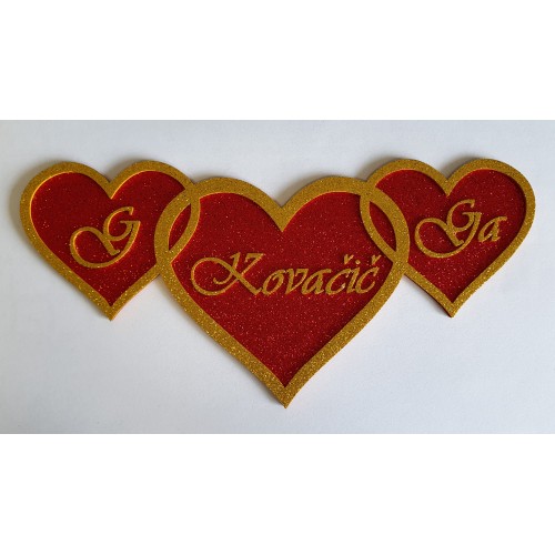 Poročni topper - Hearts Poročni topper - Hearts