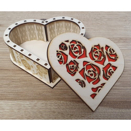 Lesena škatlica srček - Rose 120x120x45 mm Lesena škatlica srček - Rose 120x120x45 mm