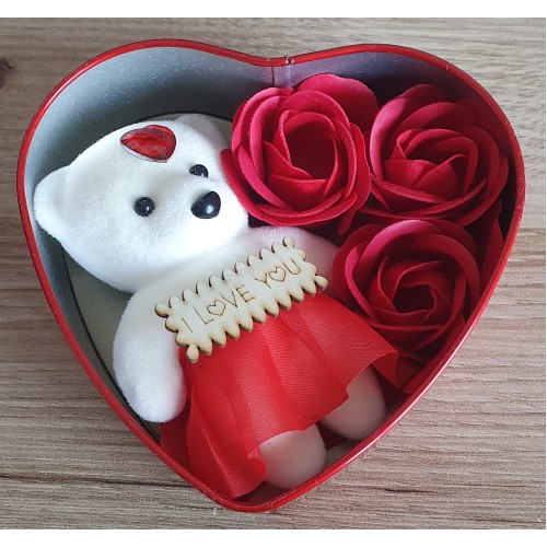 Darilni paket za valentinovo - srček z medvedkom Darilni paket za valentinovo - srček z medvedkom