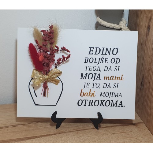 Dekorativna tablica za mami – personalizirano darilo s suhim cvetjem Dekorativna tablica za mami – personalizirano darilo s suhim cvetjem
