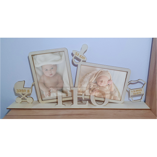 Personaliziran lesen okvir za dojenčka z imenom, datumom rojstva, težo in velikostjo Personaliziran lesen okvir za dojenčka z imenom, datumom rojstva, težo in velikostjo